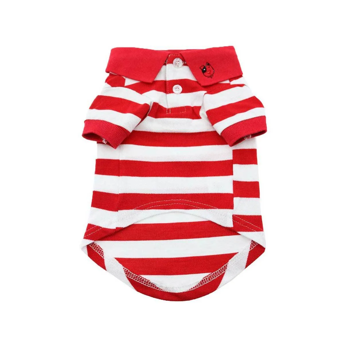 100% Red Striped Dog Polo Shirt