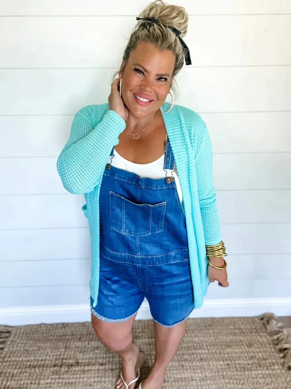 15 Colors - Lola Waffle Knit Cardigan - Blakeley