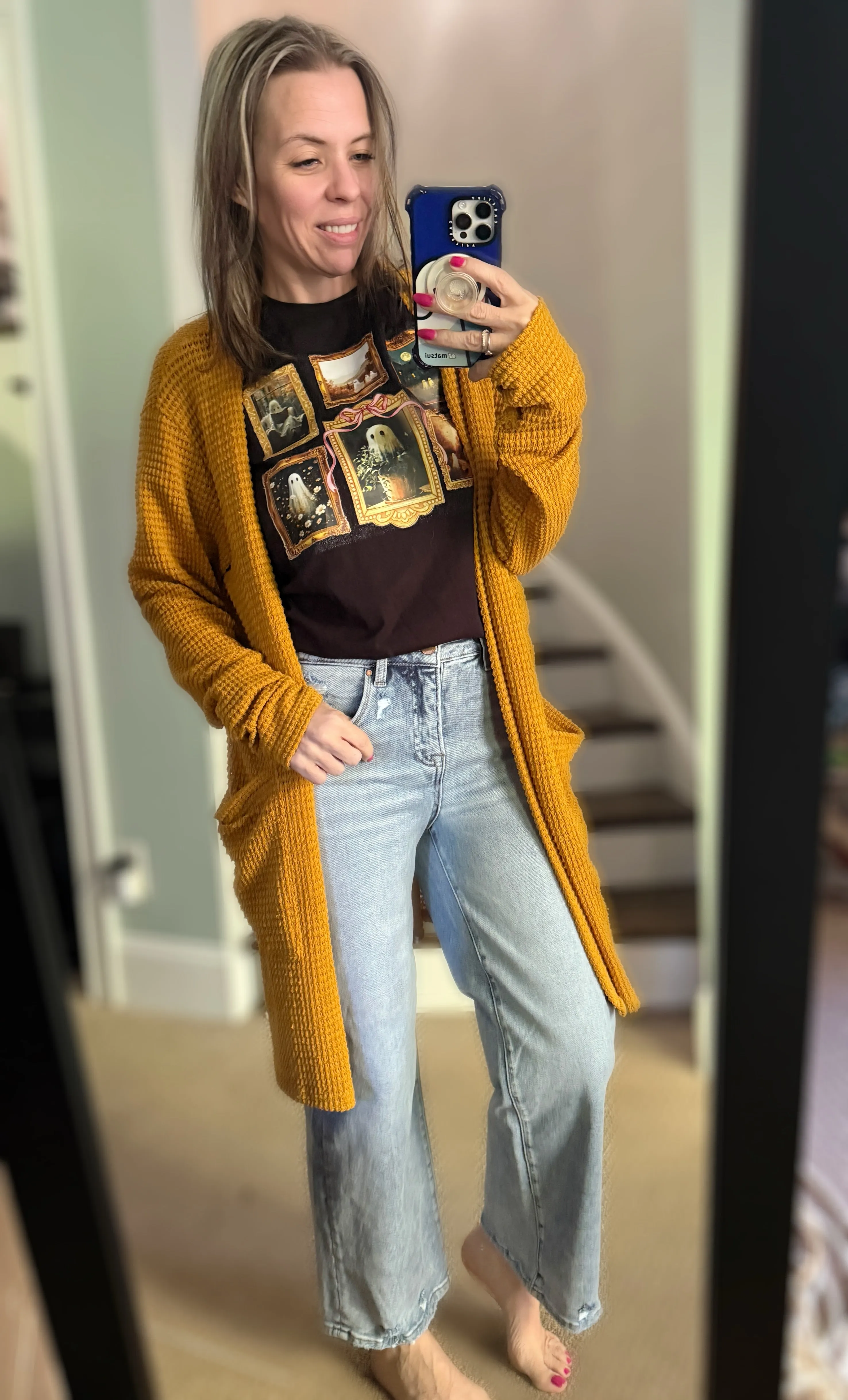 15 Colors - Lola Waffle Knit Cardigan - Blakeley