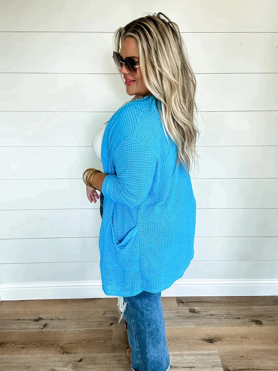 15 Colors - Lola Waffle Knit Cardigan - Blakeley