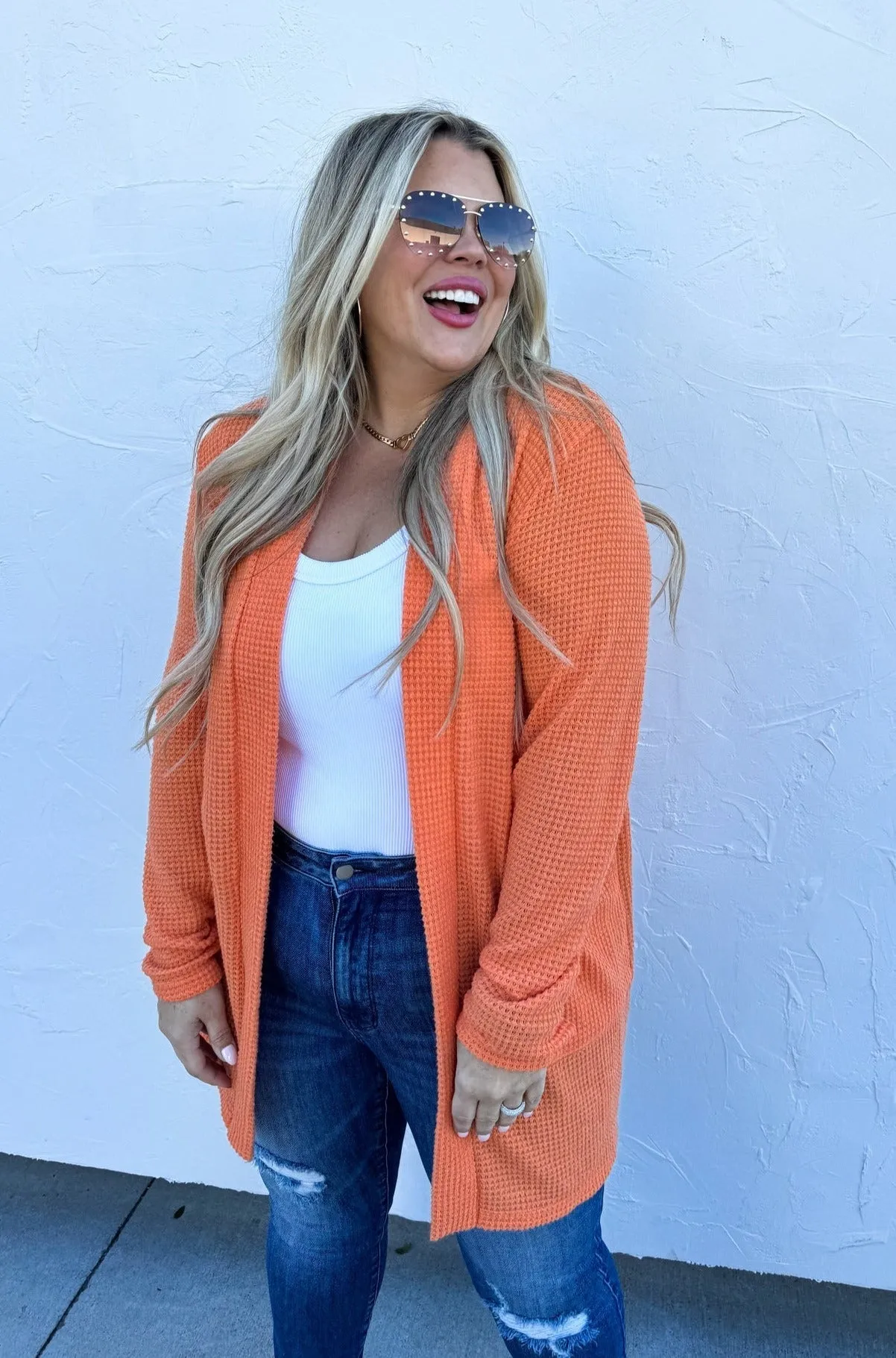 15 Colors - Lola Waffle Knit Cardigan - Blakeley