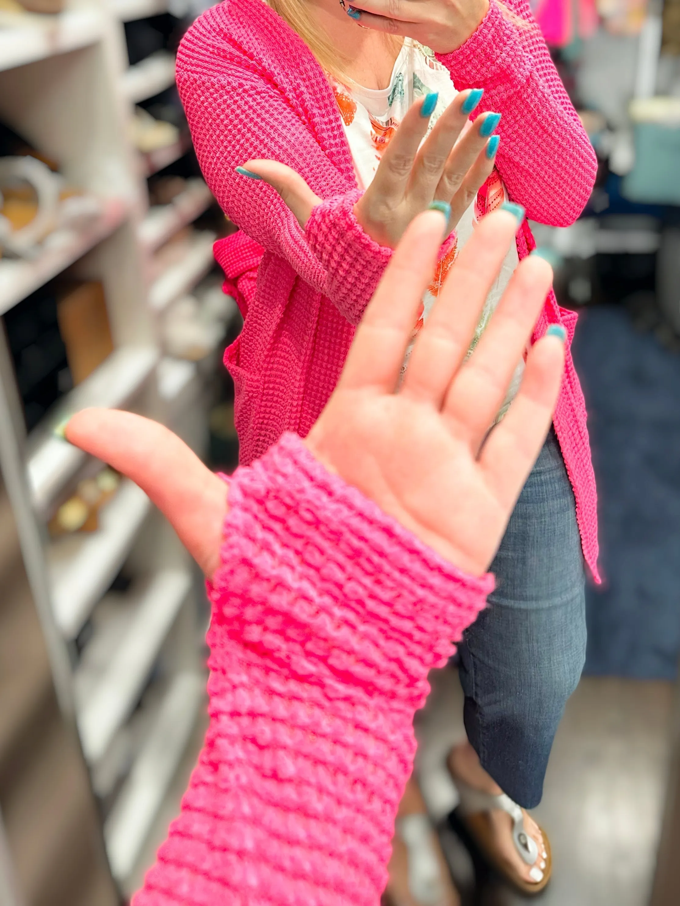 15 Colors - Lola Waffle Knit Cardigan - Blakeley