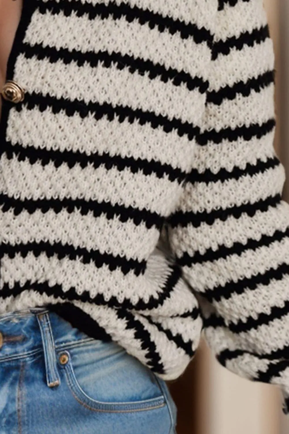 Amber Striped Button Up Long Sleeve Cardigan