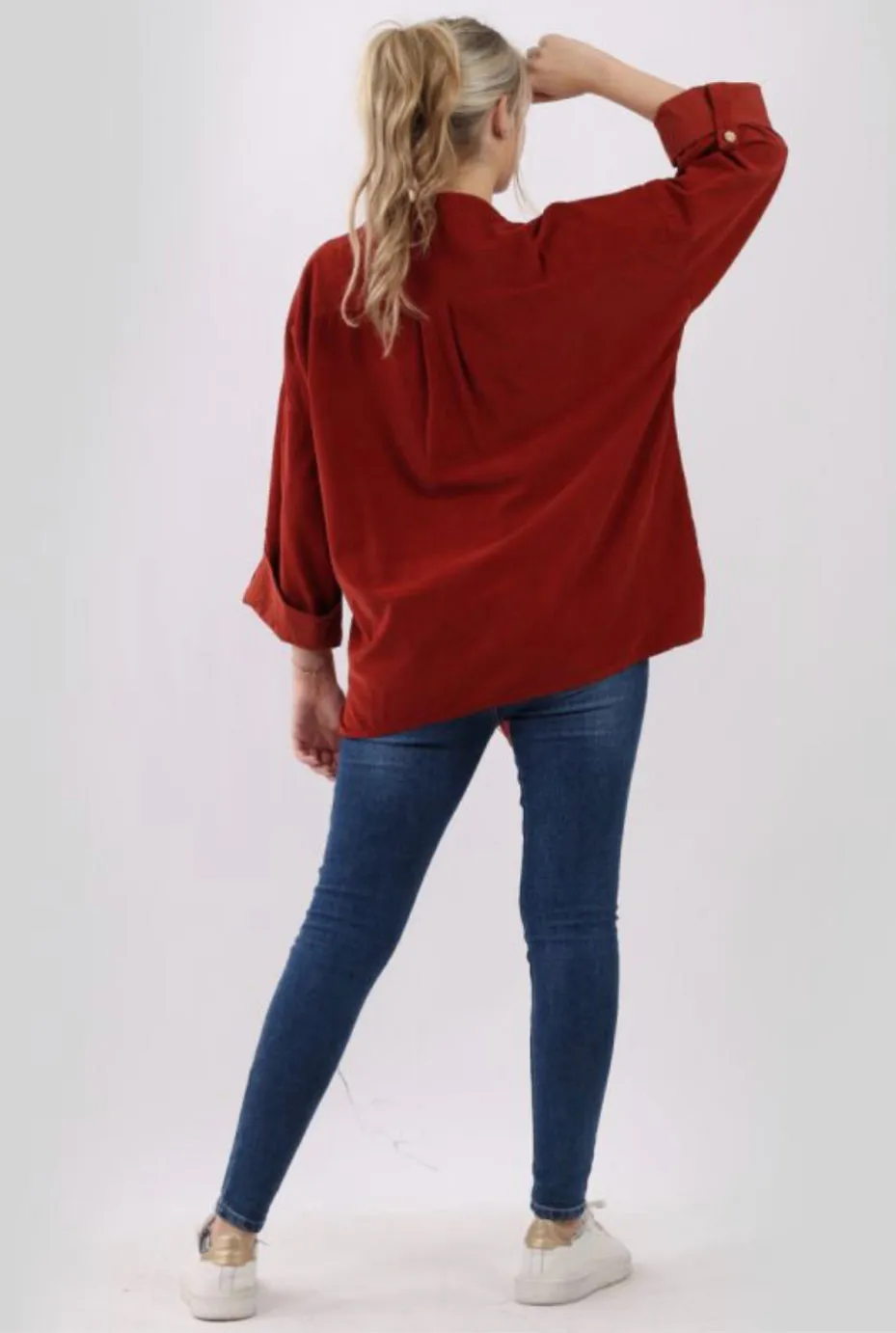 Anne   Kate Italian Corduroy Knotted Hem Top