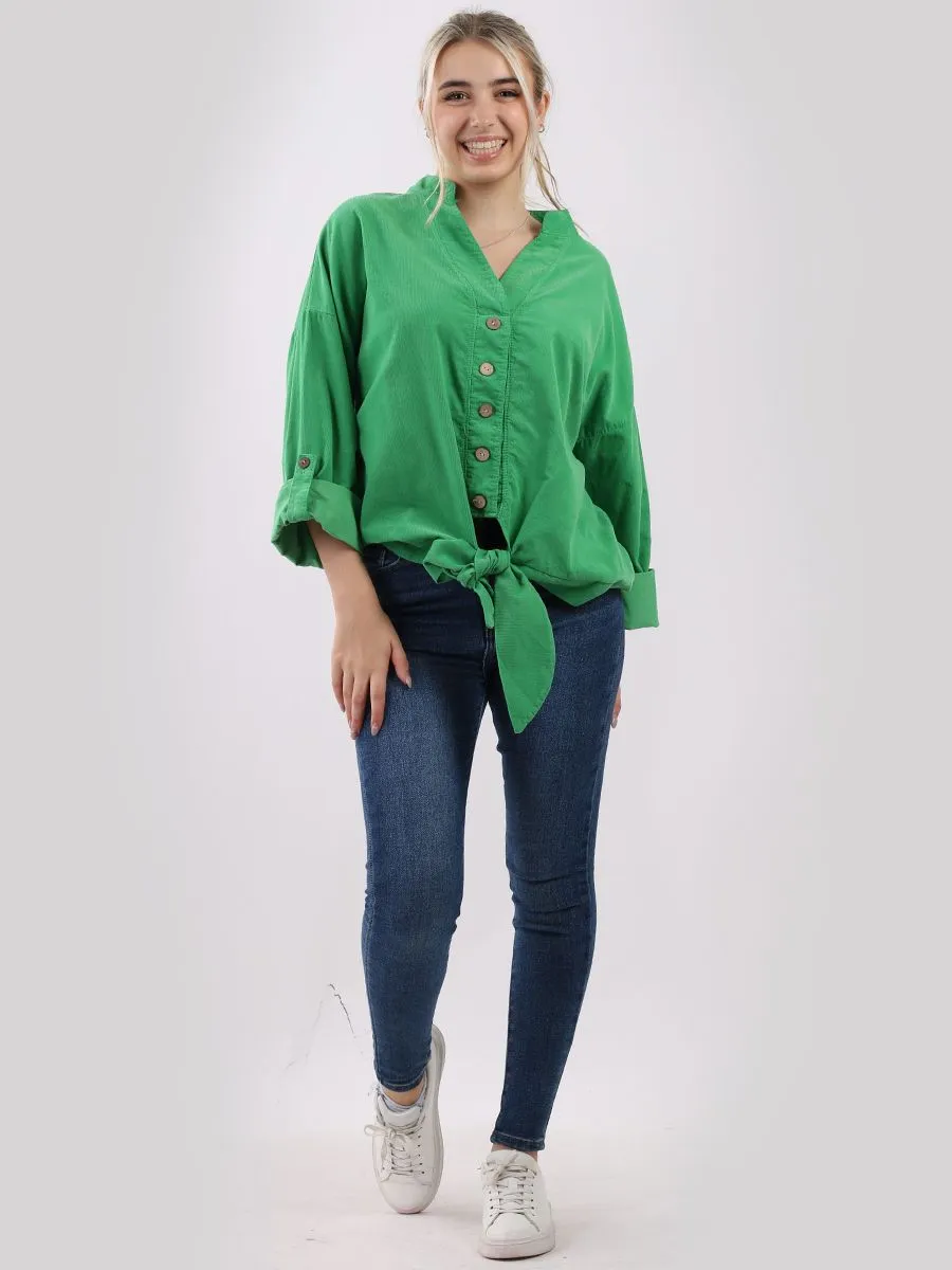 Anne   Kate Italian Corduroy Knotted Hem Top