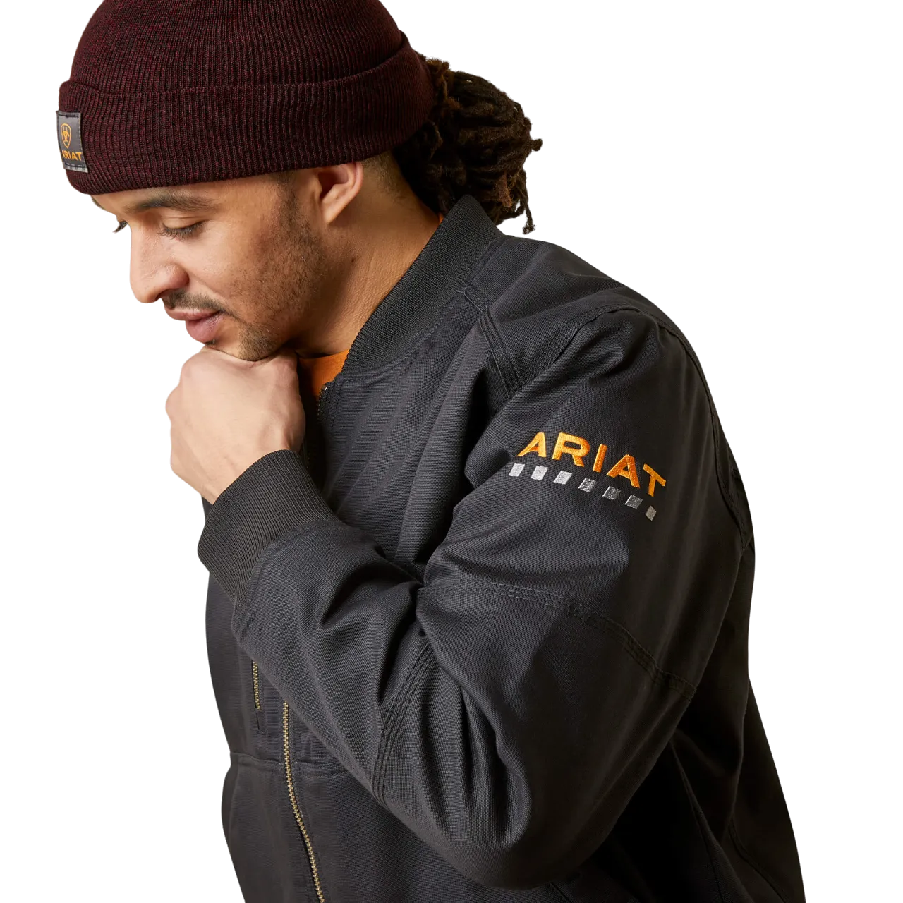 Ariat Men's Black Rebar Stretch Canvas Bomber Jacket