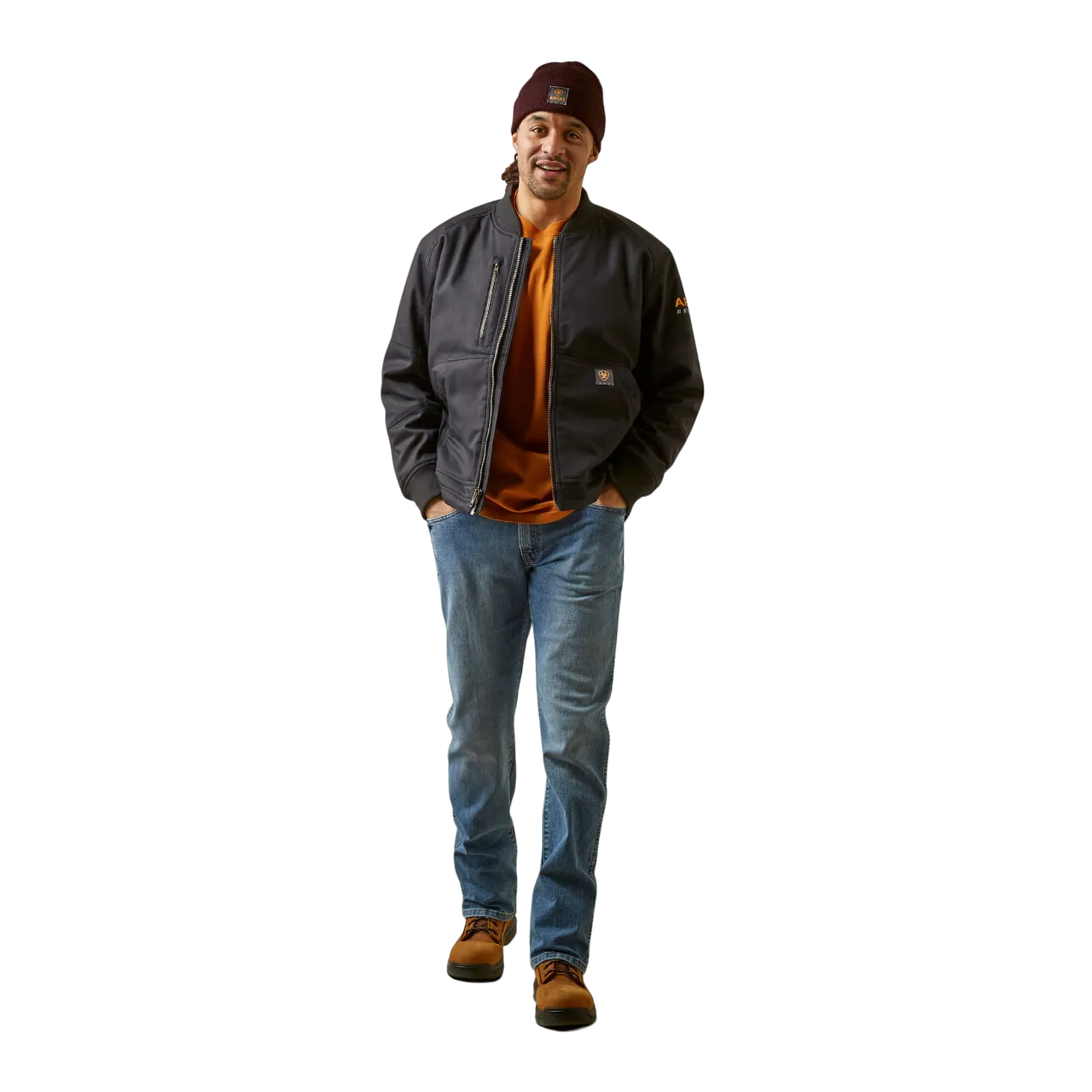 Ariat Men's Black Rebar Stretch Canvas Bomber Jacket