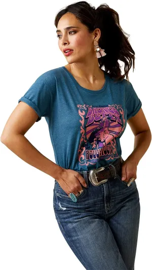 Ariat Women's Bronc Betty T-Shirt, Blue Heather