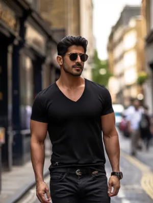 BASIC VNECK TEE - BLACK