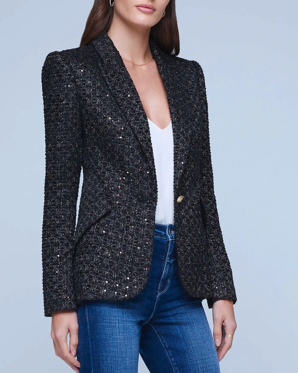 Black Multi Chamberlain Tweed Blazer