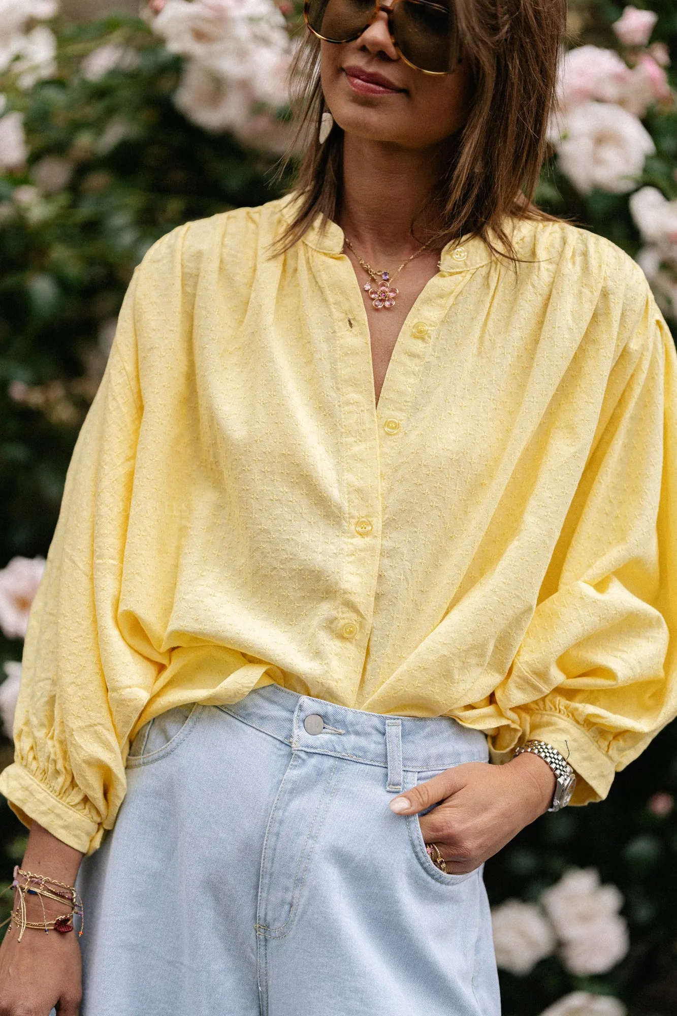 Cadie cotton blouse yellow