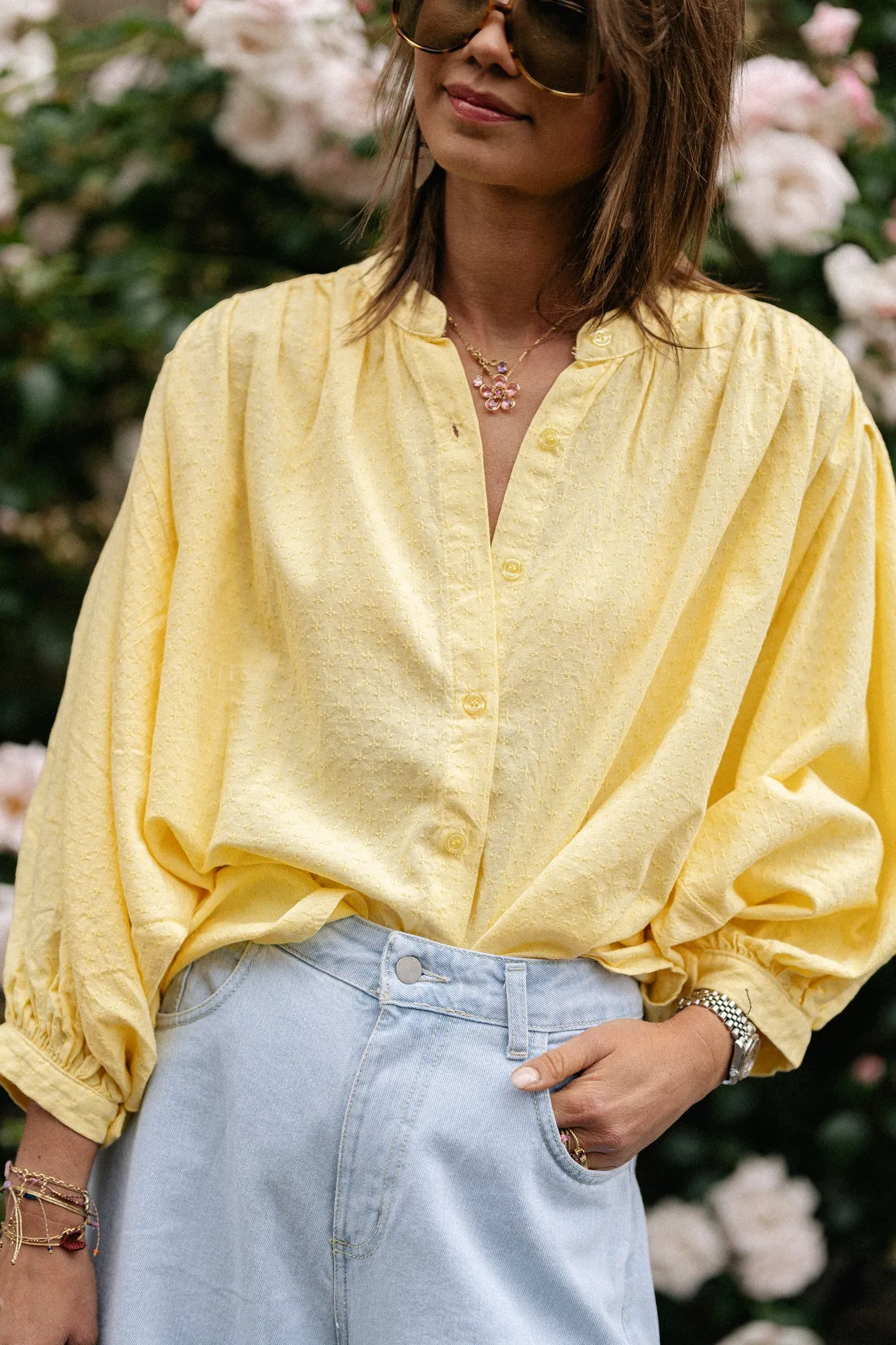 Cadie cotton blouse yellow