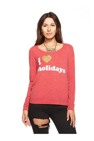 Chaser- Love Knit Open Back Long Sleeve Shirt Cardinal
