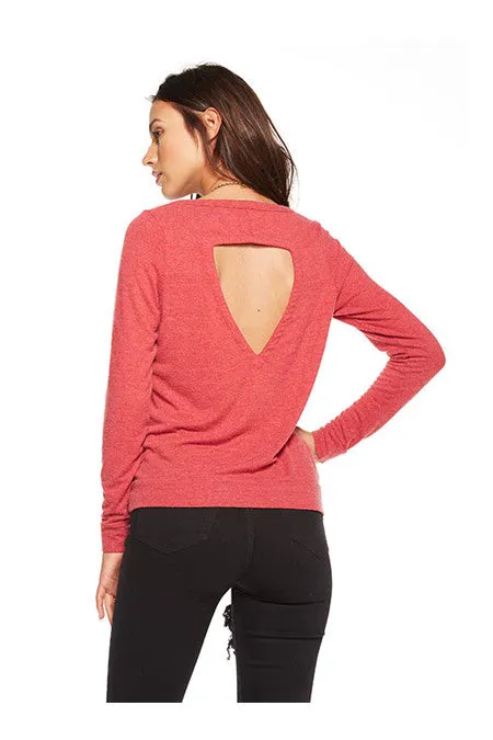 Chaser- Love Knit Open Back Long Sleeve Shirt Cardinal