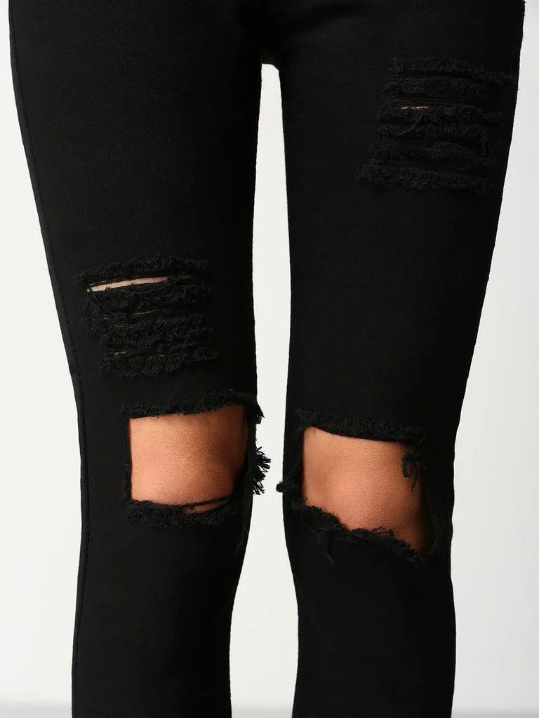 Cut Out Knee Ripped Jeans