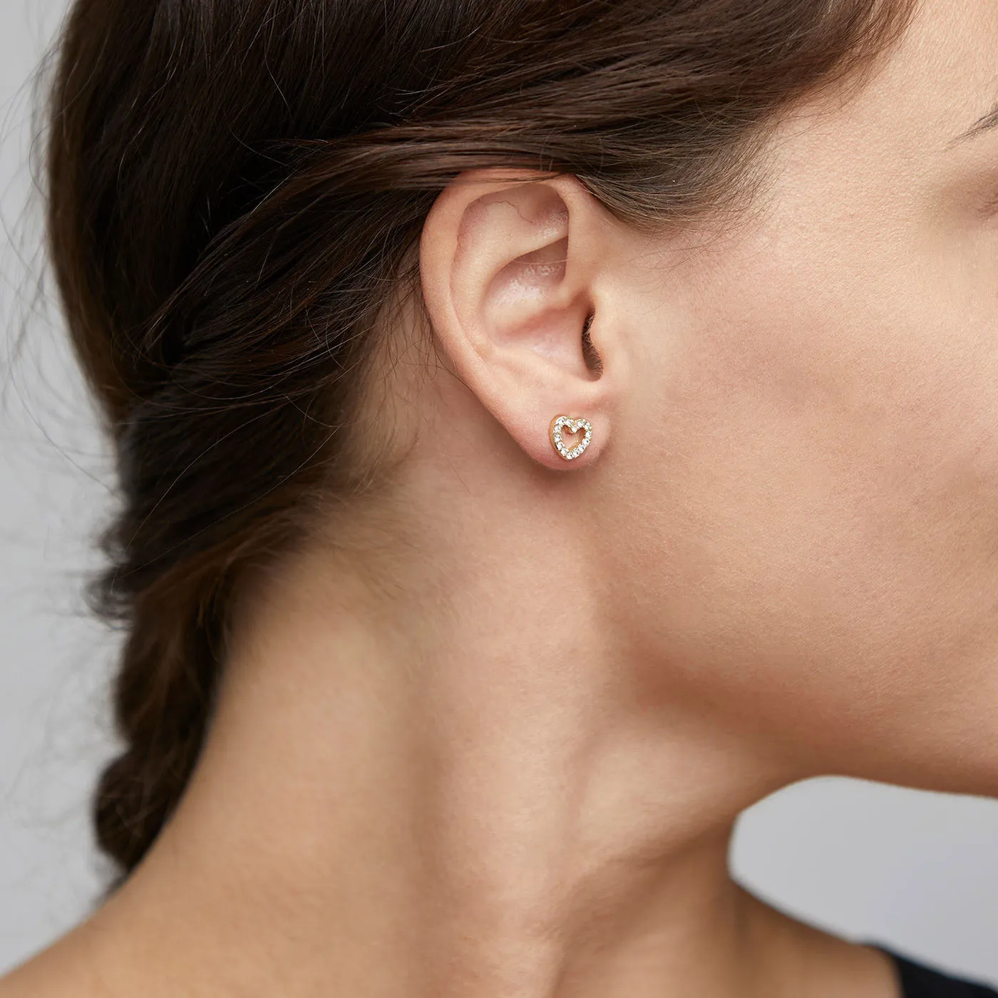 EDIE recycled crystal heart earrings gold-plated