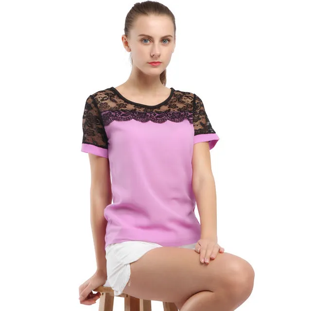 Elegant Lace Chiffon Shirt