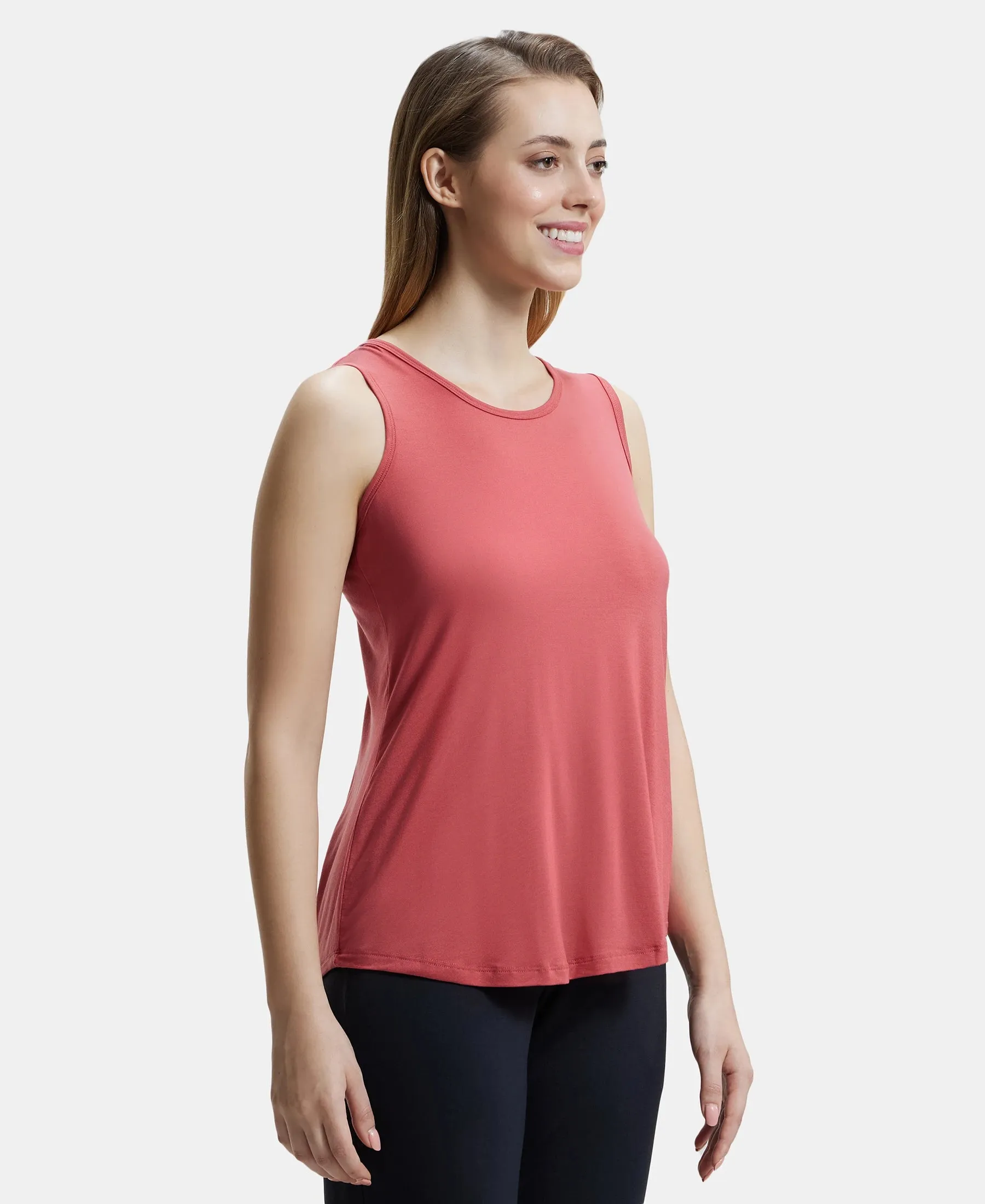 Environment Friendly Lyocell Elastane Stretch Relaxed Fit Tank Top - Garnet Rose