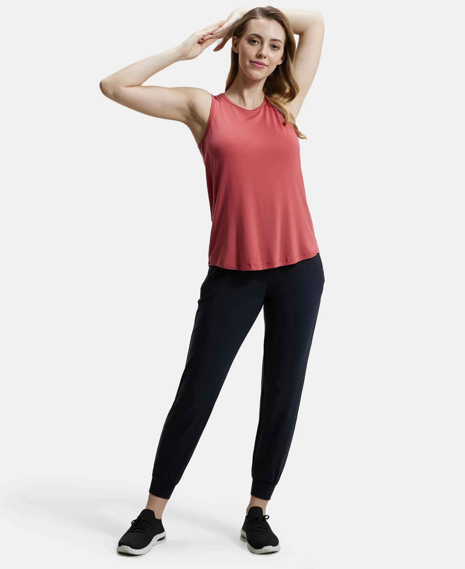 Environment Friendly Lyocell Elastane Stretch Relaxed Fit Tank Top - Garnet Rose