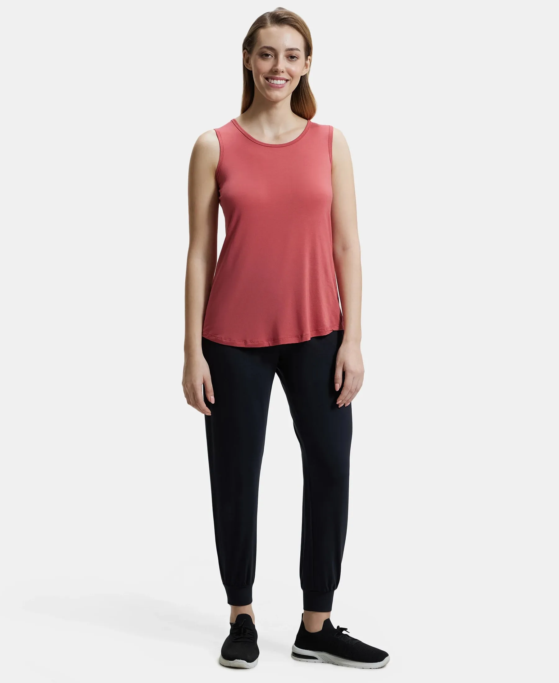 Environment Friendly Lyocell Elastane Stretch Relaxed Fit Tank Top - Garnet Rose
