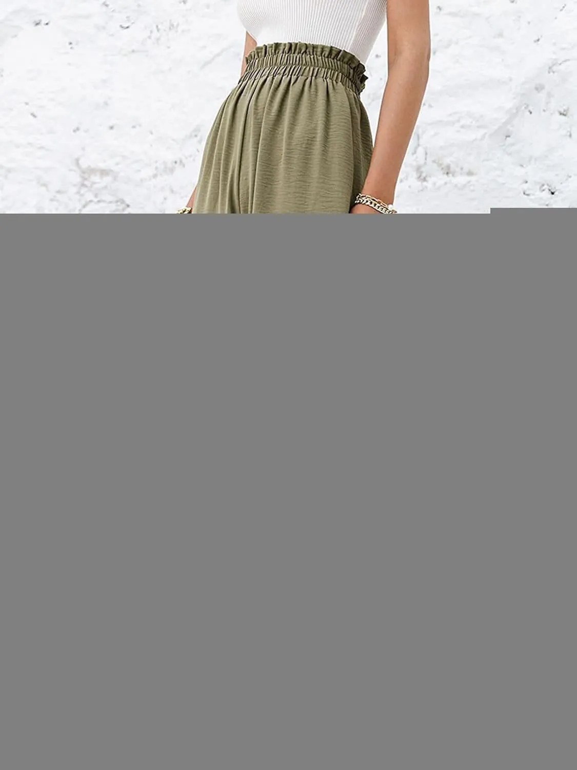 High Waist Wide Leg Pants for Women Summer Breathable Cotton Linen Pant Loose Solid Business Trousers with Pockets