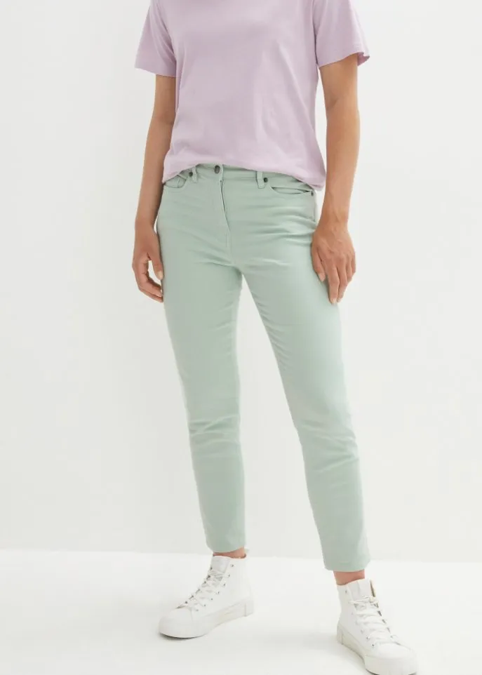 High-waisted trousers 7/8 Bpc Bonprix Collection, green