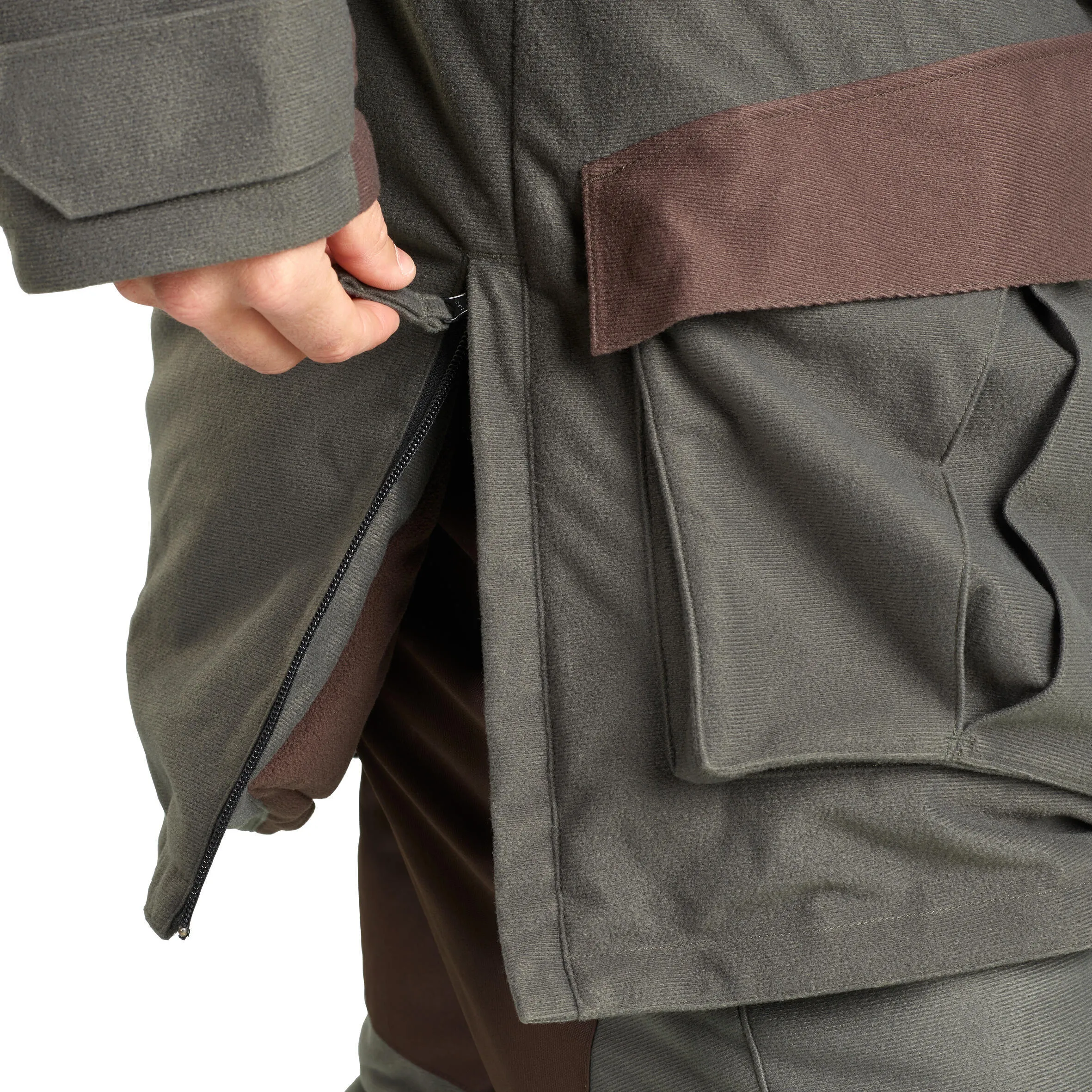 Hunting raincoat warm -20 °C green 100 SOLOGNAC, dark green