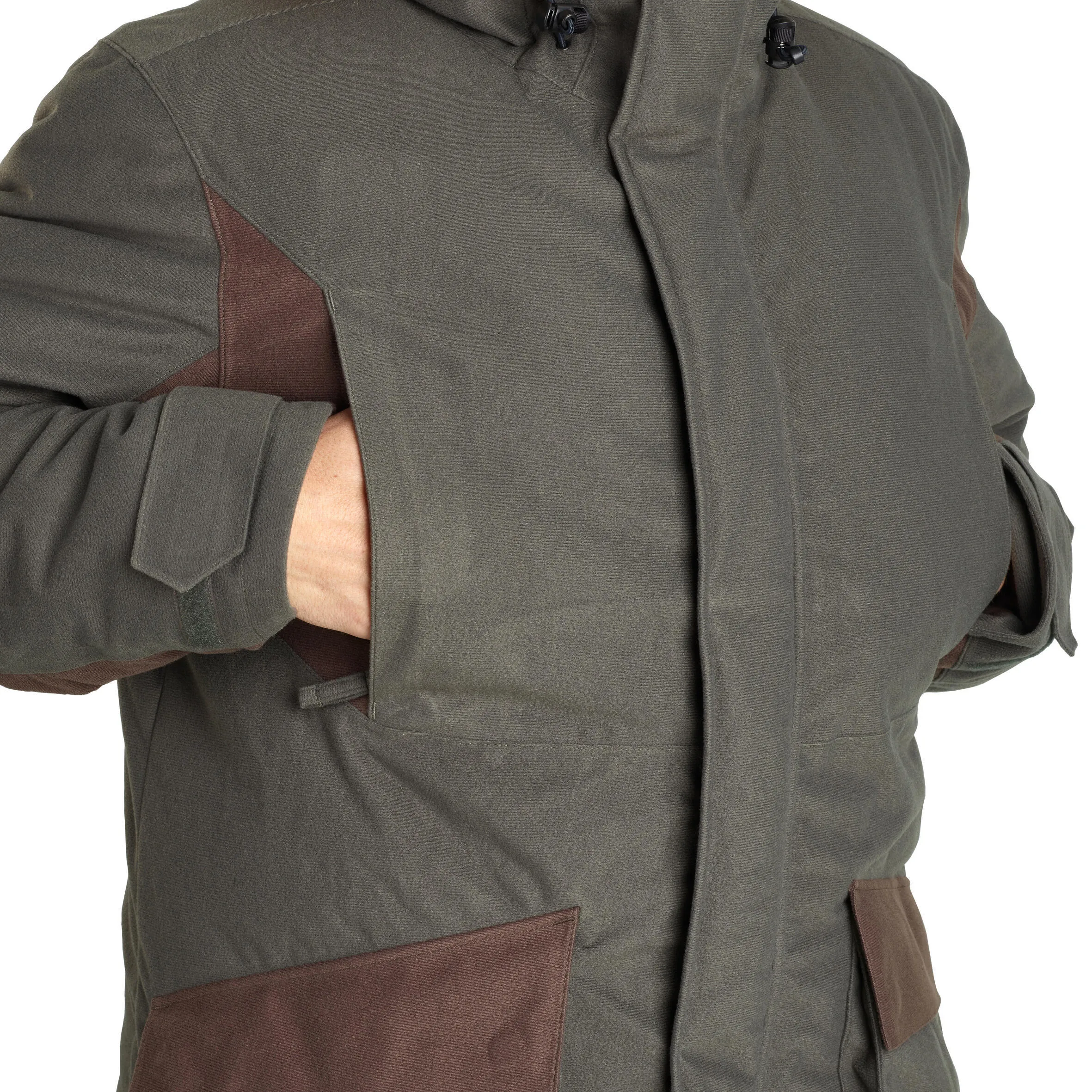 Hunting raincoat warm -20 °C green 100 SOLOGNAC, dark green