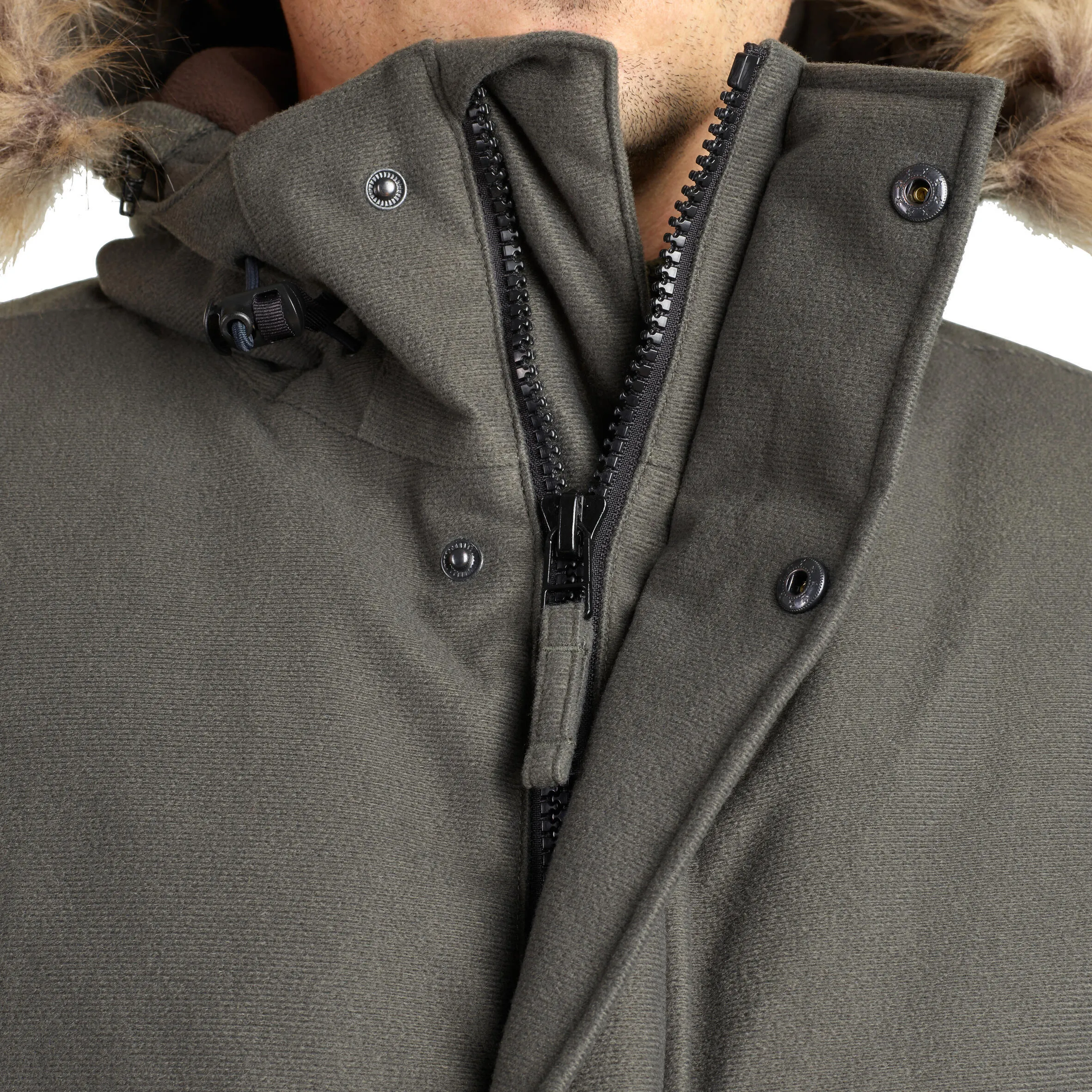 Hunting raincoat warm -20 °C green 100 SOLOGNAC, dark green