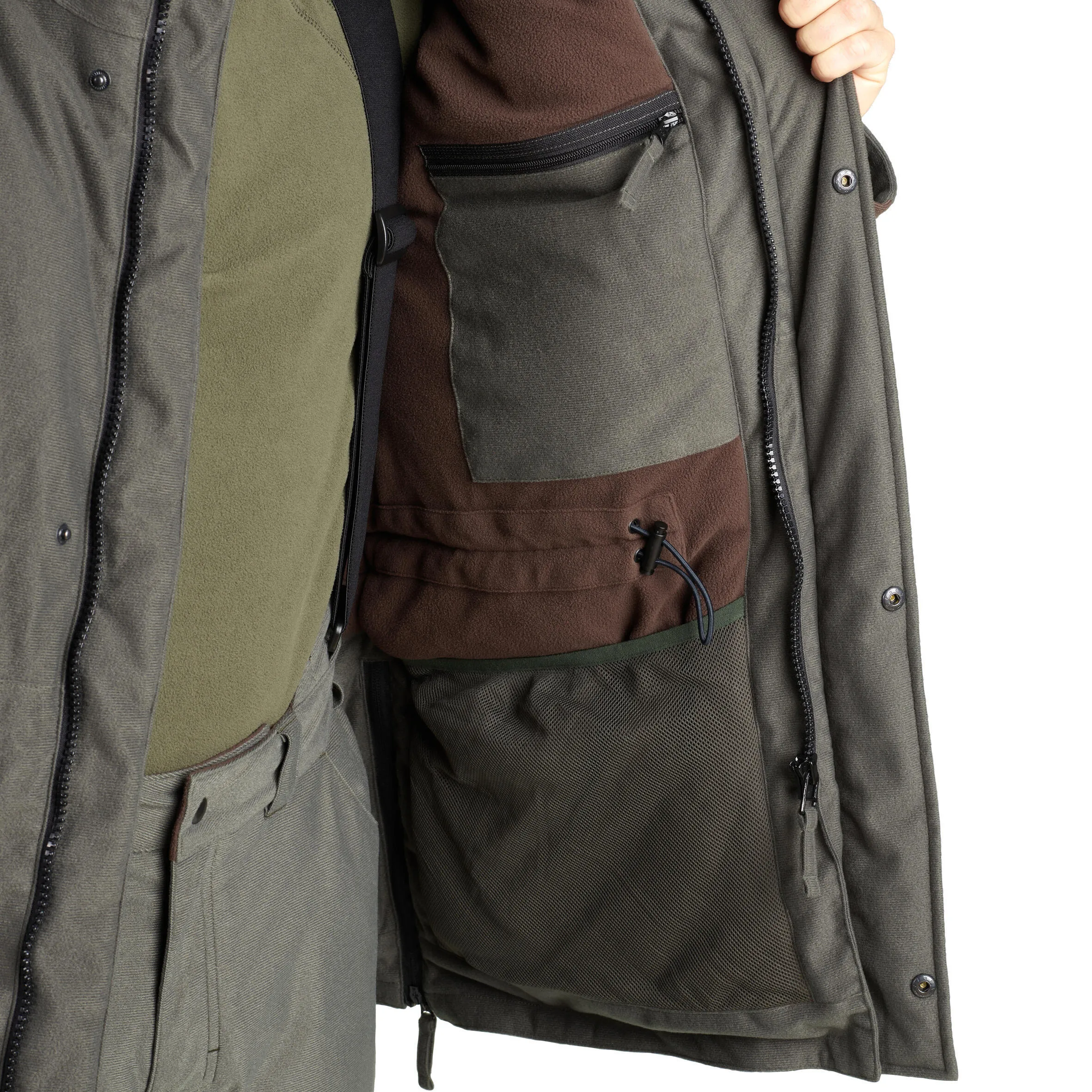 Hunting raincoat warm -20 °C green 100 SOLOGNAC, dark green