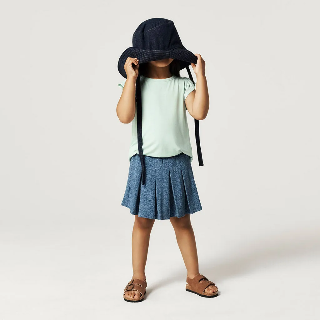 Indigo Denim French Terry Pleated Skort