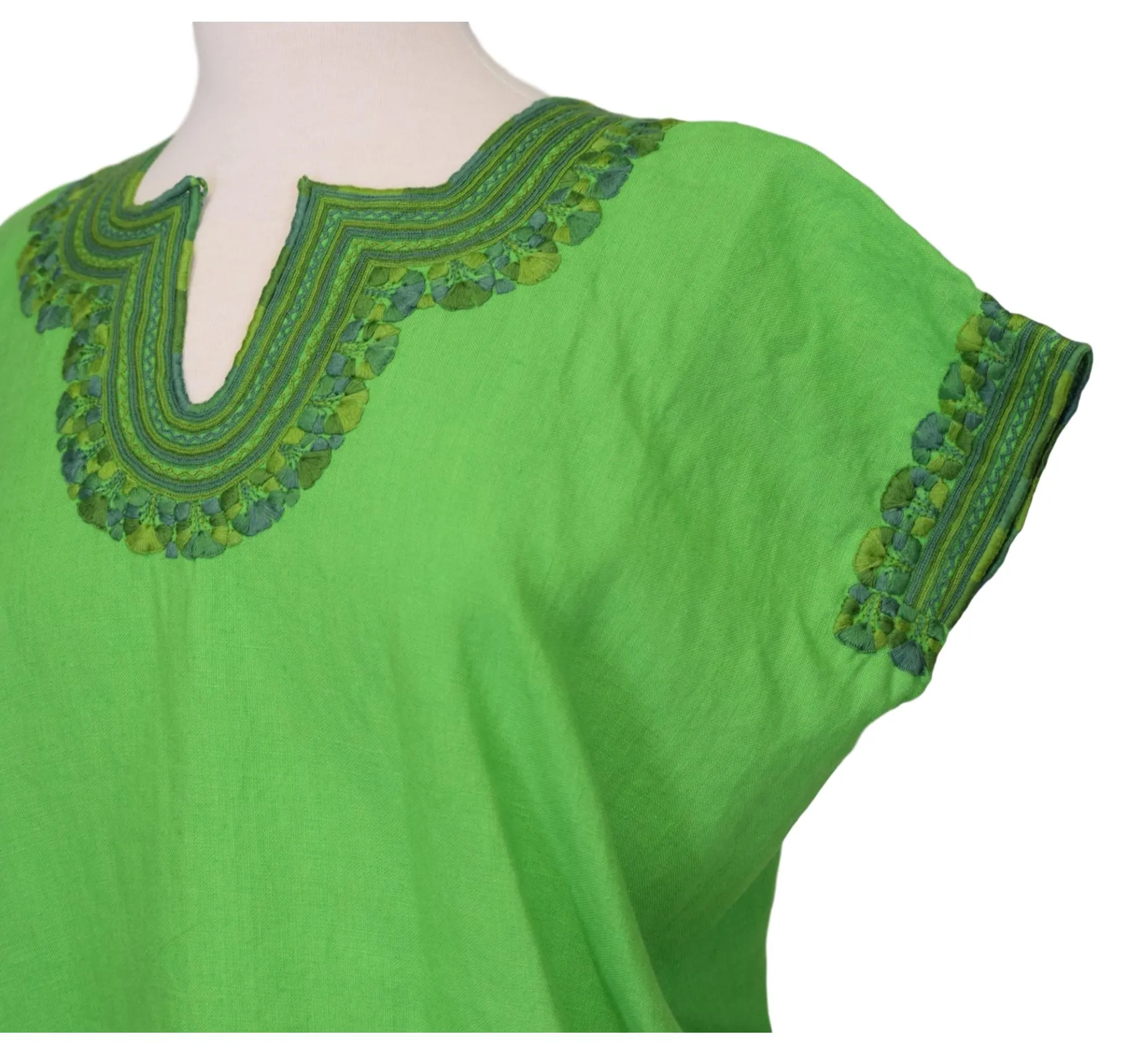 Kahlo Mexican Top - Linen -  Green