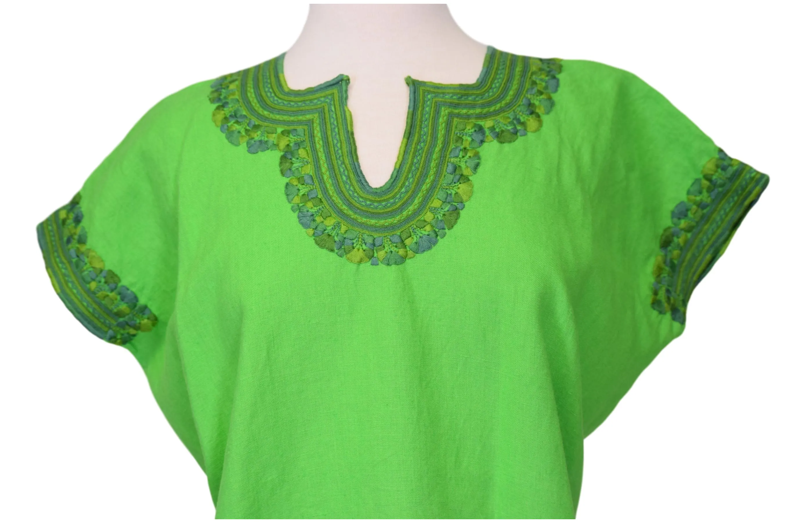 Kahlo Mexican Top - Linen -  Green