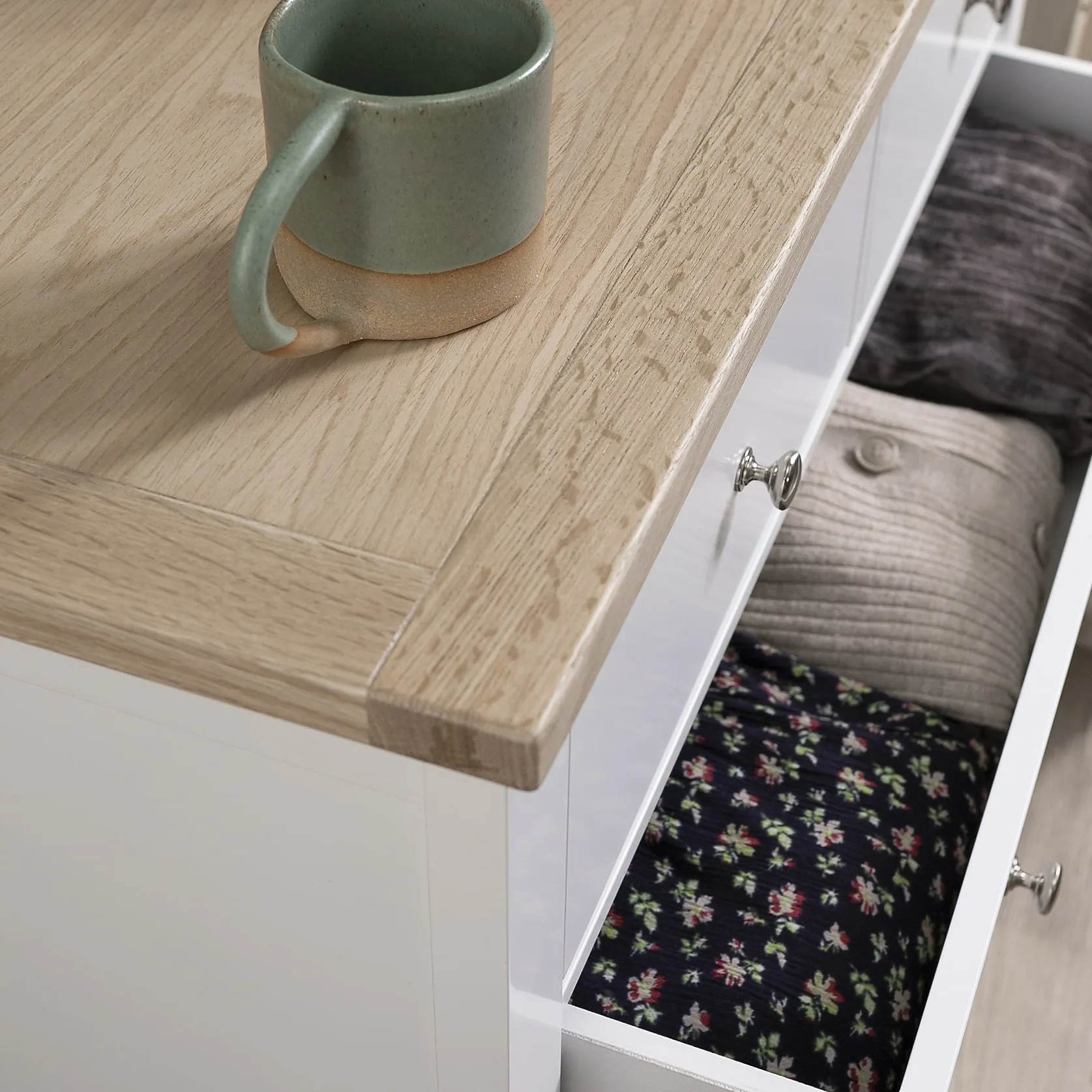 Leines 2 3 Chest of Drawers in White & Oak