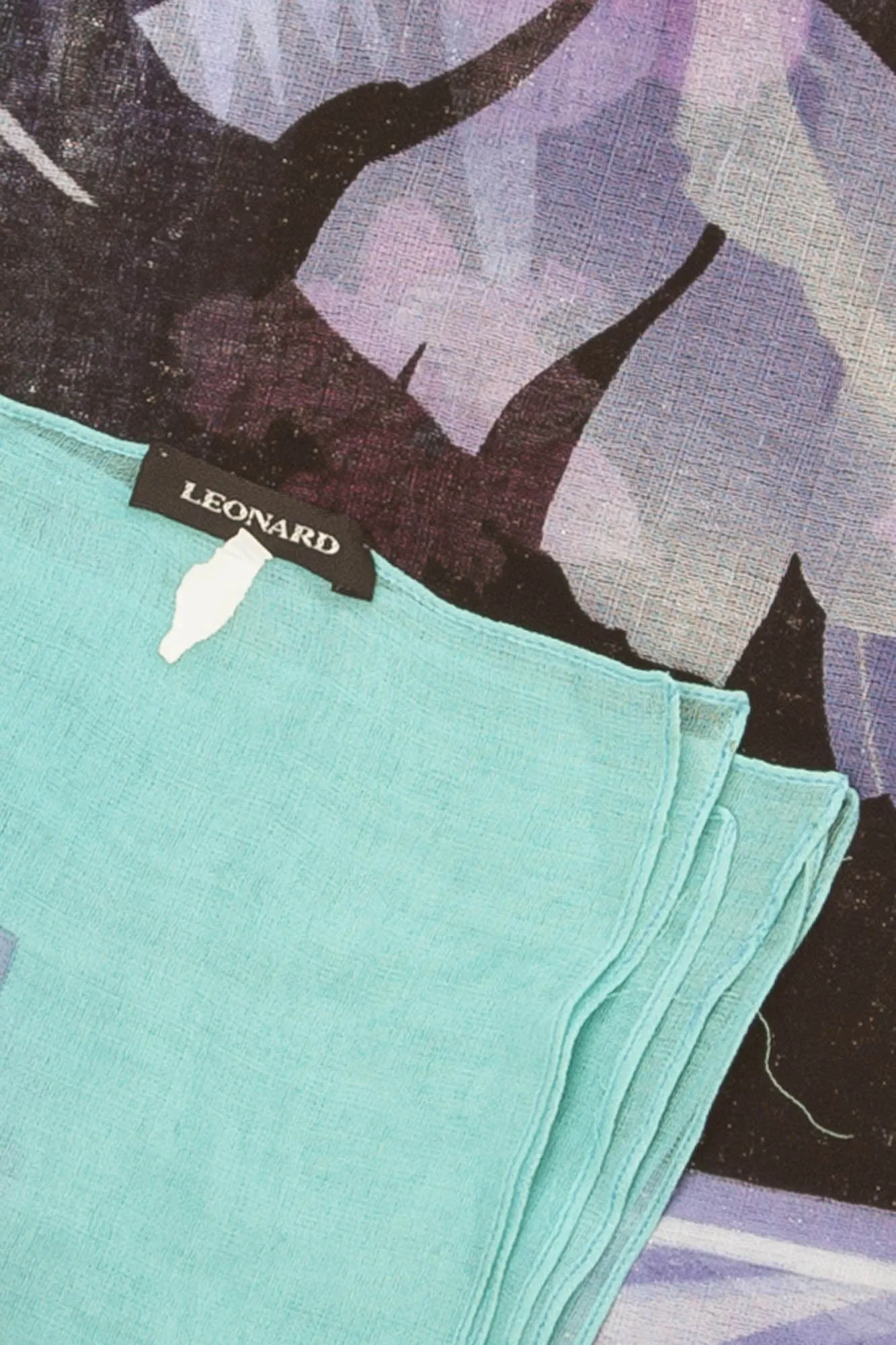 Leonard - Blue Border with Pink Flowers Scarf - One Size
