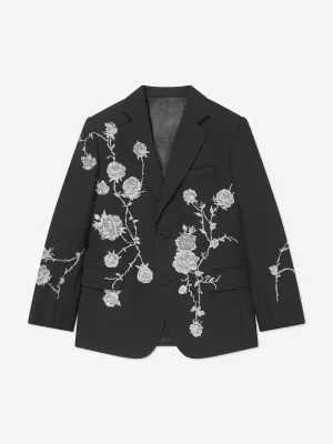 Maison Ava Boys Floral Lucien Blazer in Black
