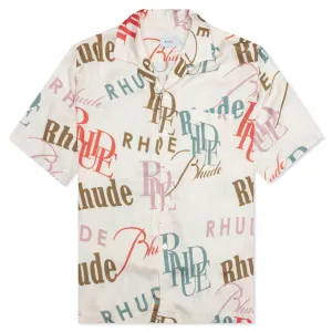 Mash-Up Logo Button Up - Cream/Multi