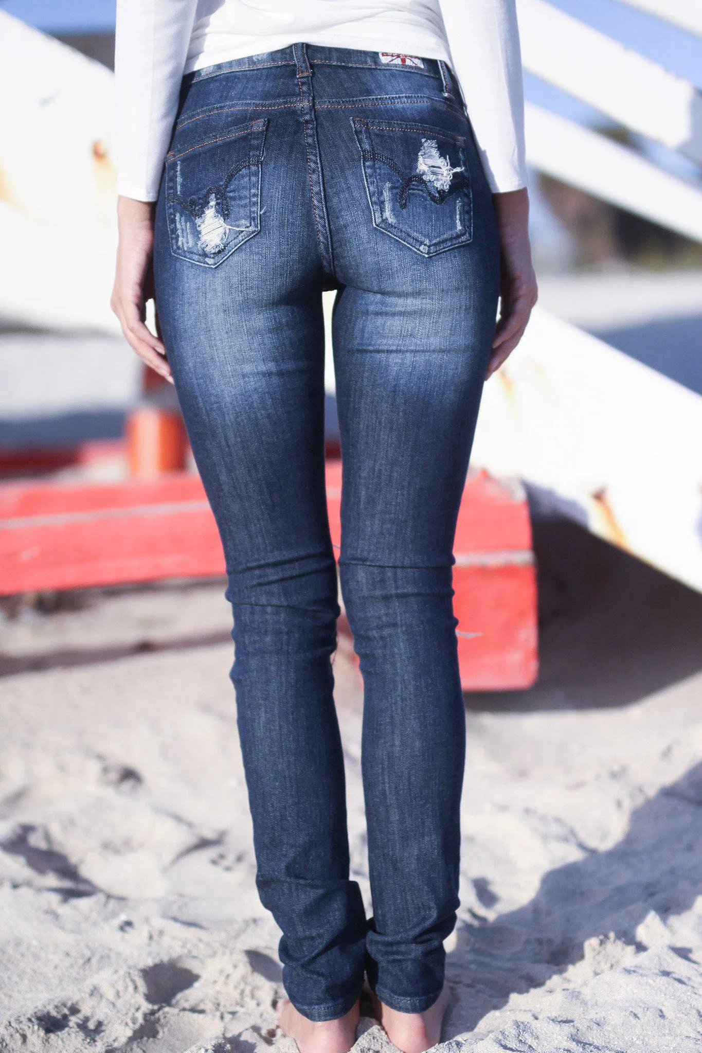 Medium Denim Destroyed Skinny Jeans