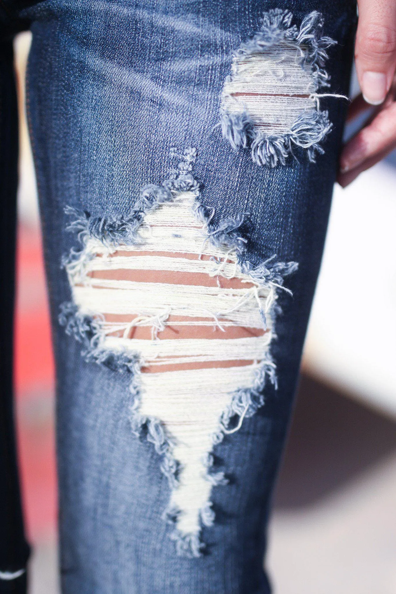 Medium Denim Destroyed Skinny Jeans