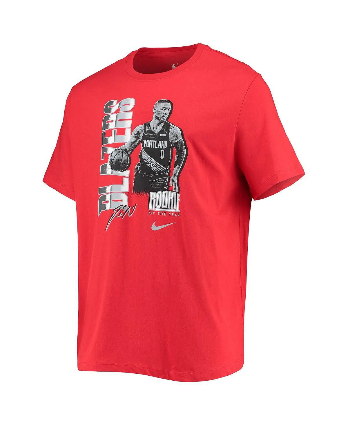 Men's damian lillard red portland trail blazers select series rookie of the year t shirt with Nike name and number red