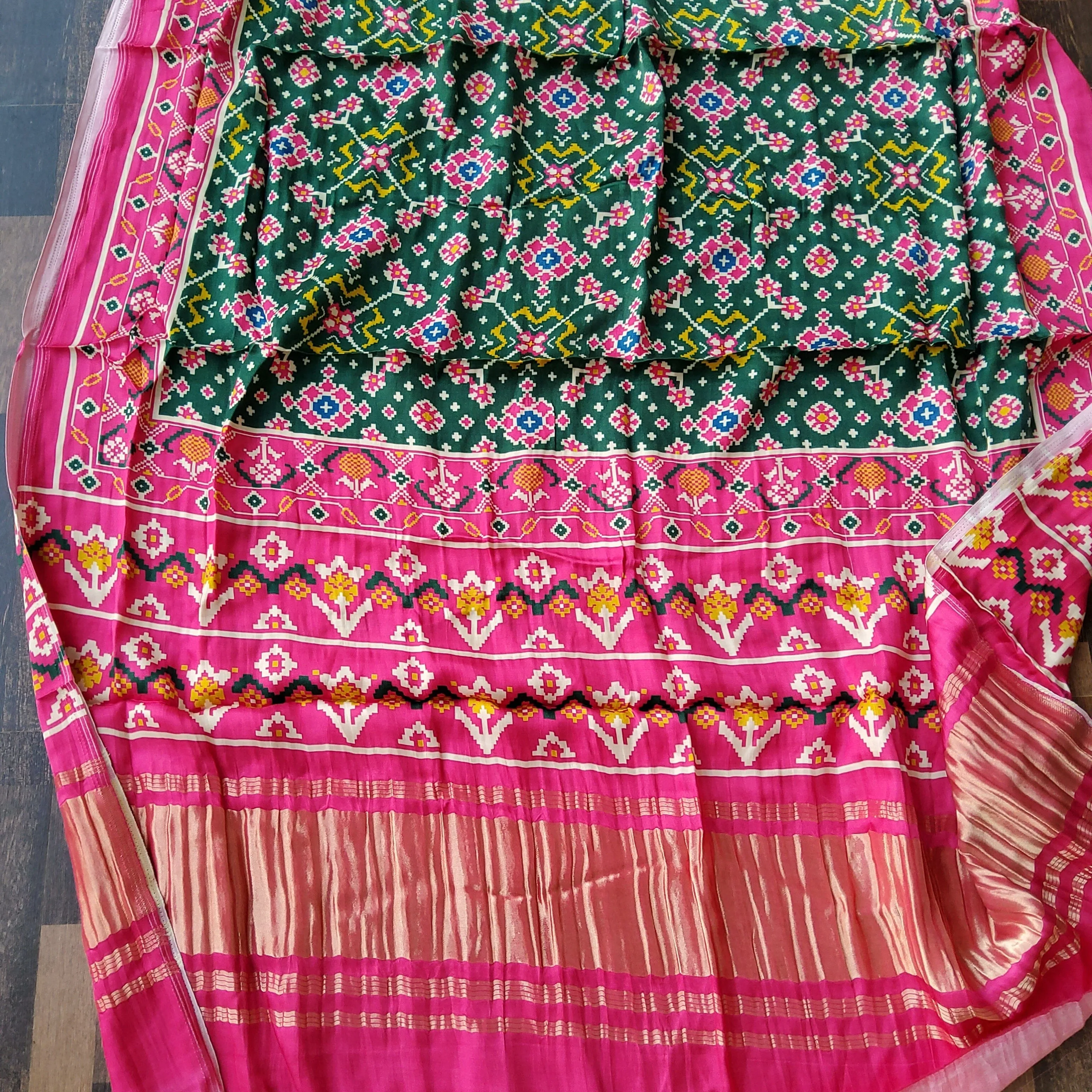 Modal Gajji Silk Patola Print Dupatta with Tissue Pallu