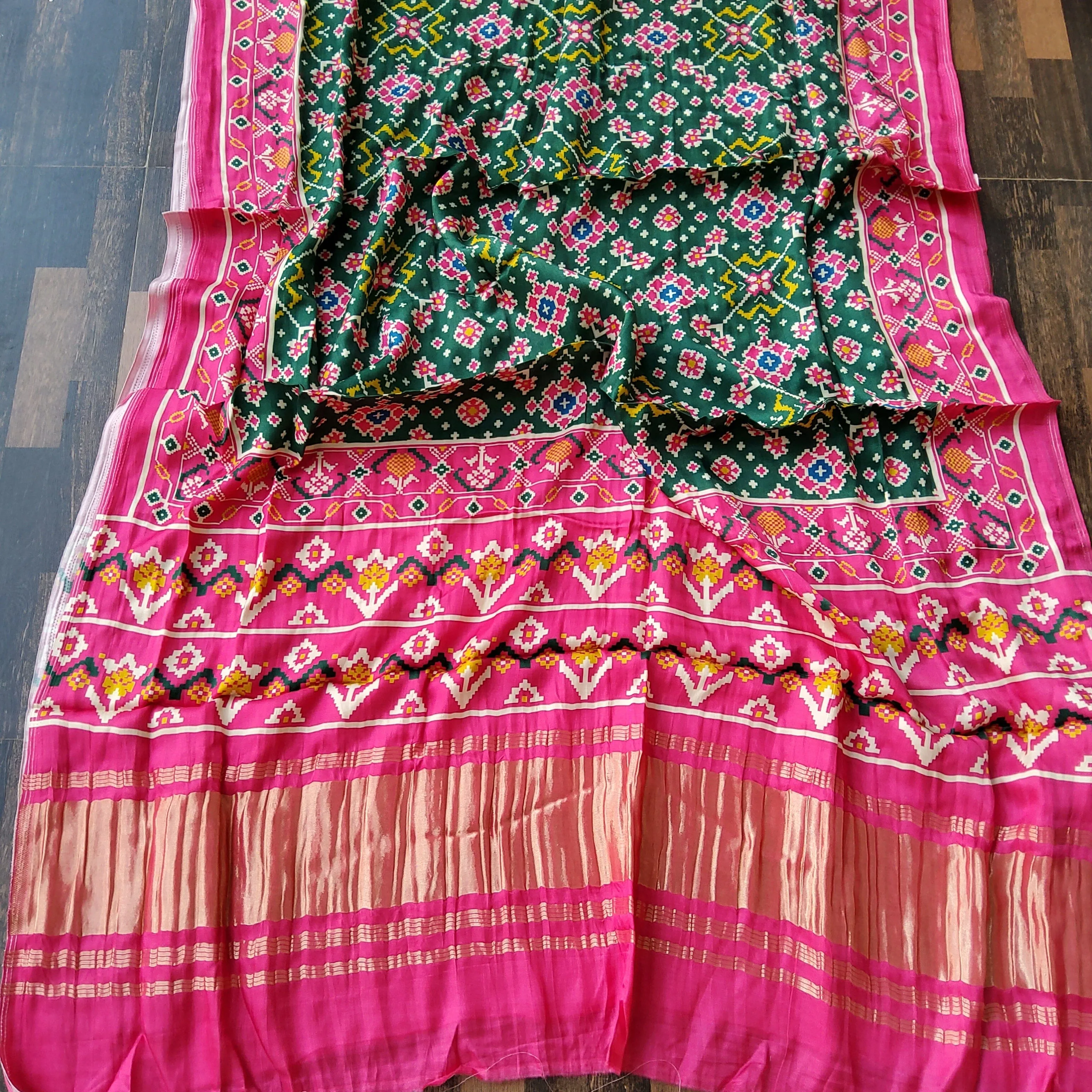 Modal Gajji Silk Patola Print Dupatta with Tissue Pallu