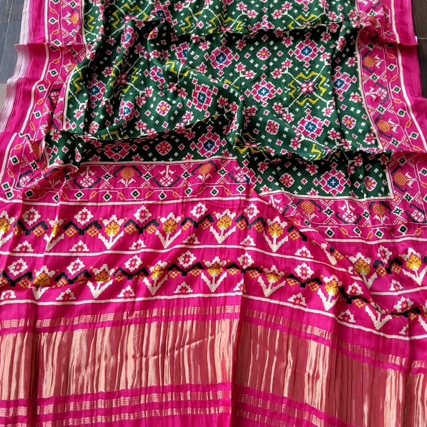 Modal Gajji Silk Patola Print Dupatta with Tissue Pallu