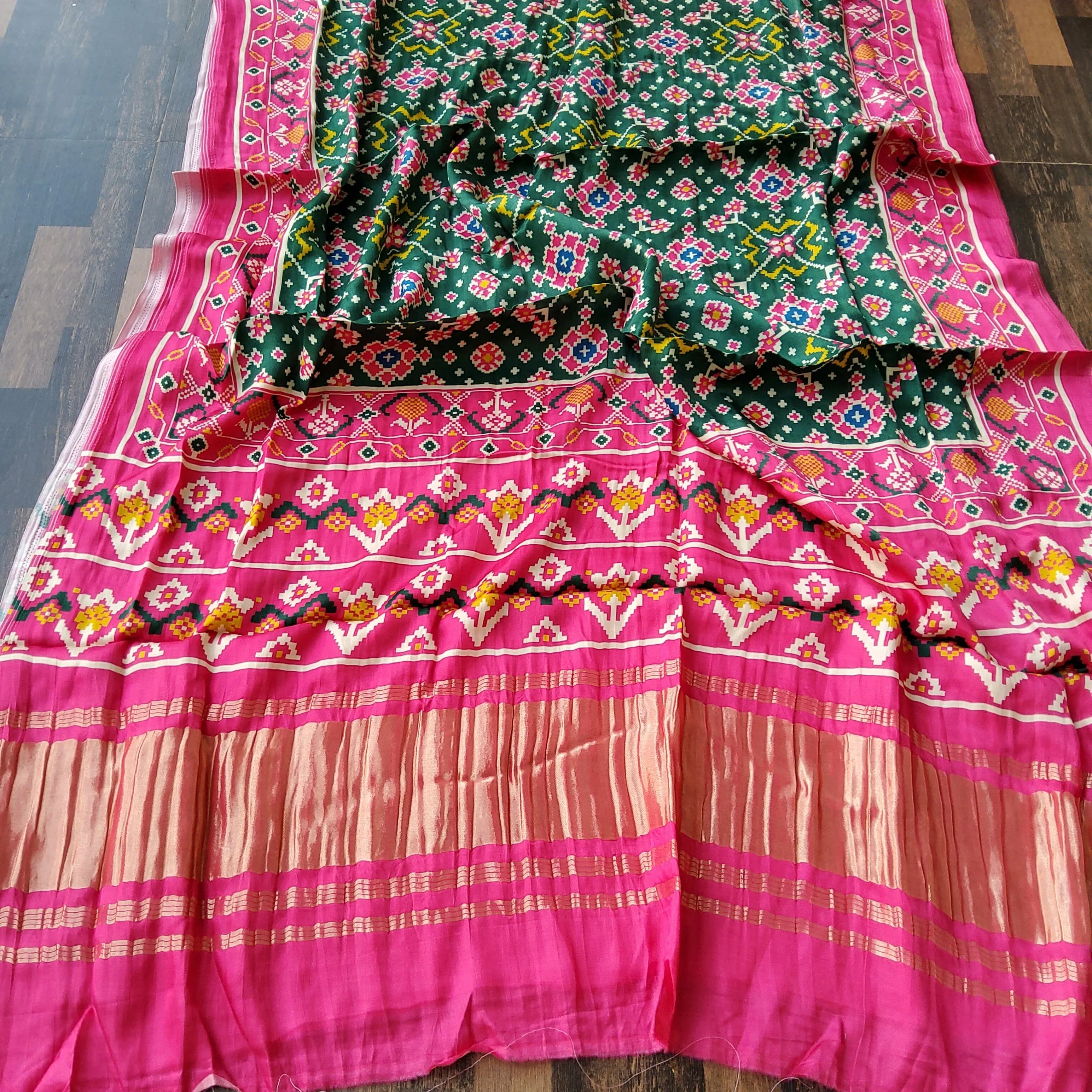 Modal Gajji Silk Patola Print Dupatta with Tissue Pallu