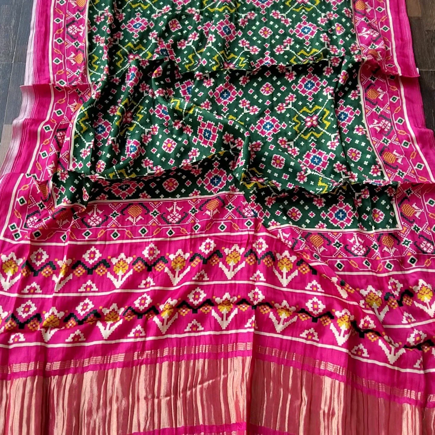 Modal Gajji Silk Patola Print Dupatta with Tissue Pallu