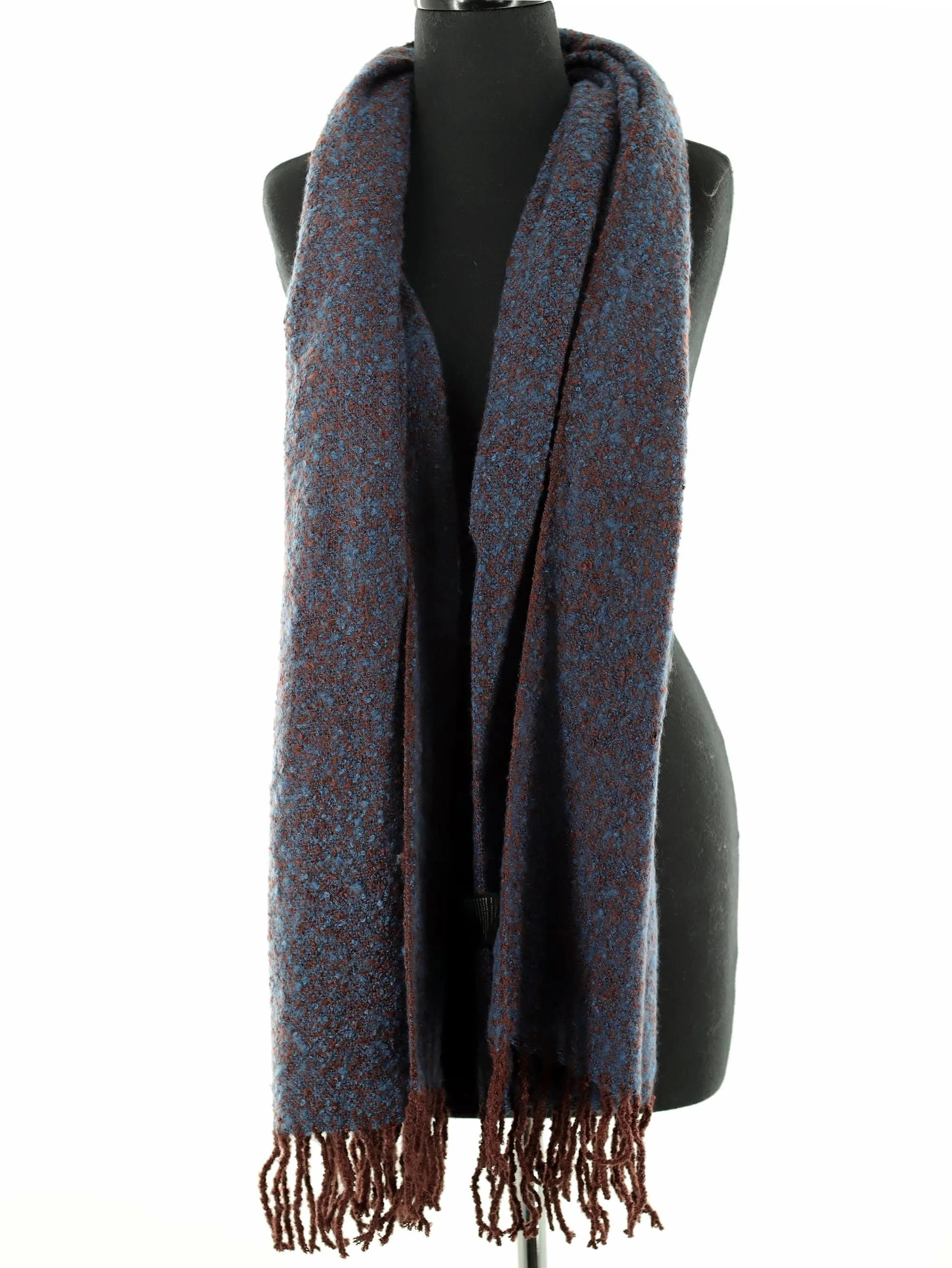 Muffler Scarf Plush with Fringe - Sapphire/Topaz