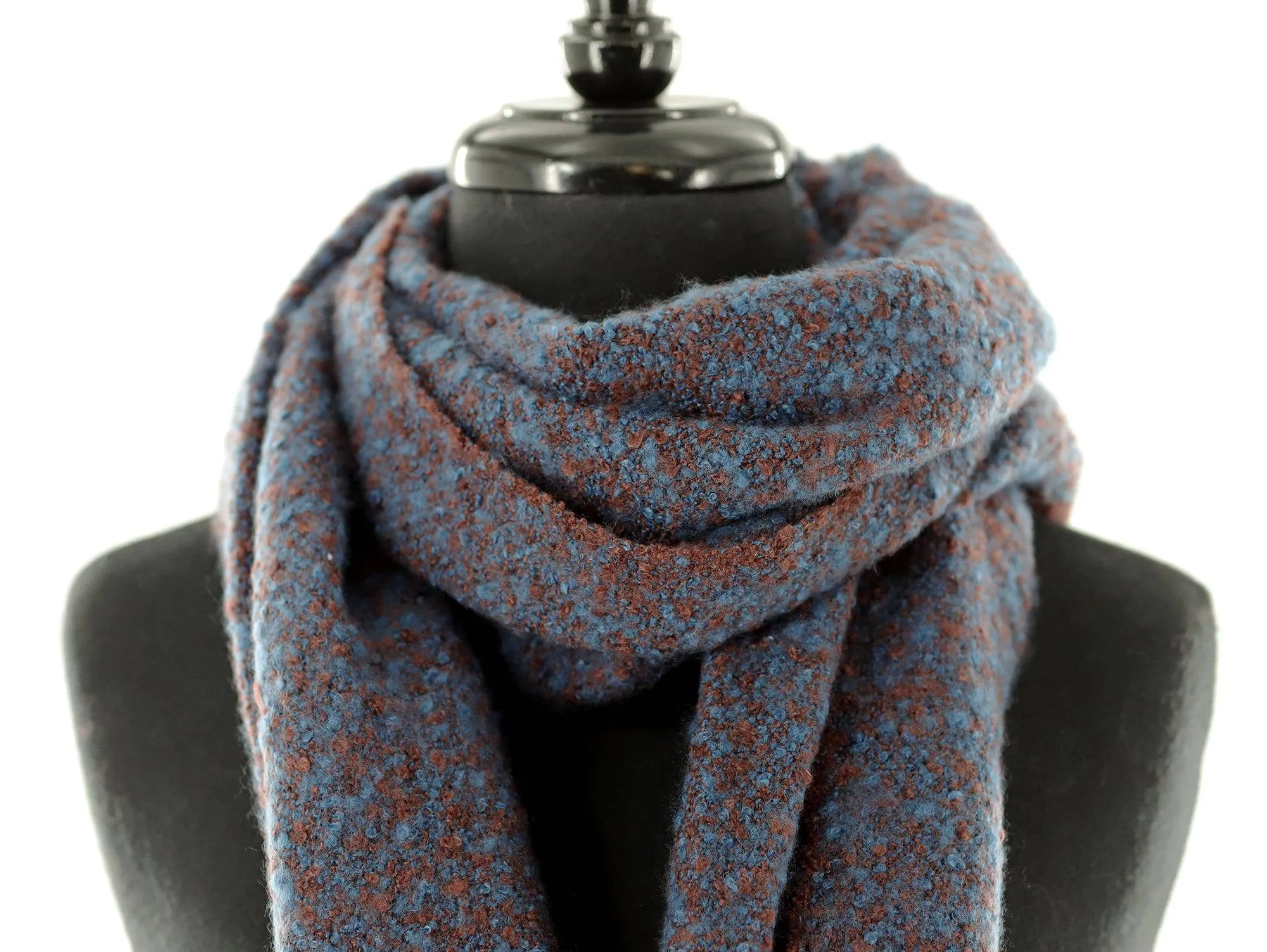 Muffler Scarf Plush with Fringe - Sapphire/Topaz