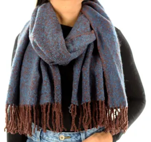 Muffler Scarf Plush with Fringe - Sapphire/Topaz