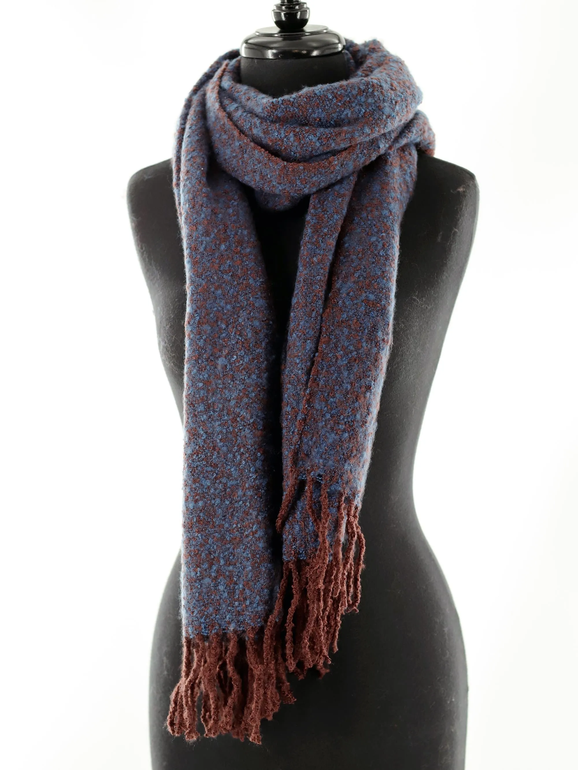 Muffler Scarf Plush with Fringe - Sapphire/Topaz