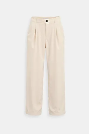 Old Money Solid Button Front High Waist Plicated Pants